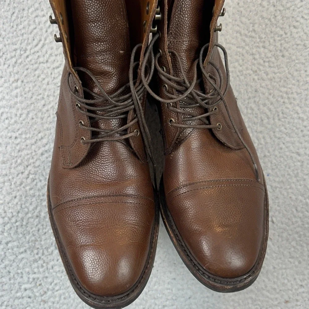 Allen Edmonds First Avenue Boots Mens 9.5D Higgins Mill Brown Pebble Grain EUC
